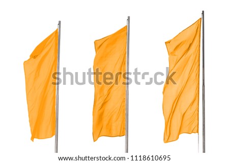 Isolate on white background. Three yellow flag