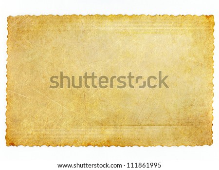 Conceptual old paper background isolated on white