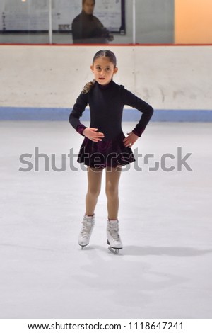 Girl Figure Skating Competition, Indoor Ice Rink