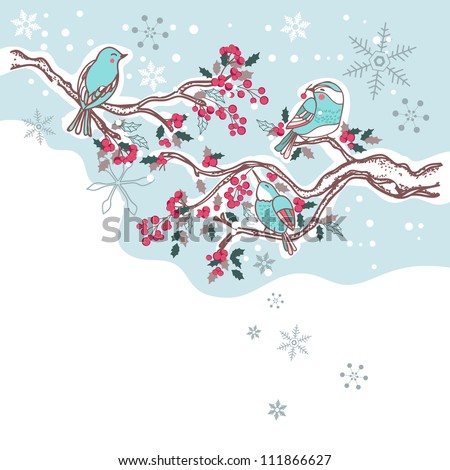 birds on a winter tree