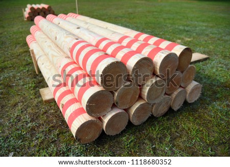 Long logs stacked in a row