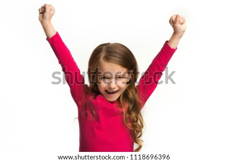 I won. Winning success happy teen girl celebrating being a winner. Dynamic image of caucasian female model on white studio background. Victory, delight concept. Human facial emotions concept. Trendy