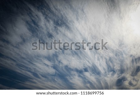 Cirrus Clouds covering a blue sky in Winter. This photo was taken in Brisbane, Australia