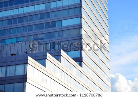 Modern office building wall made of steel and glass