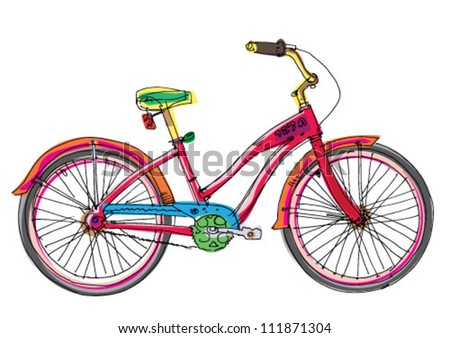 female bicycle - cartoon