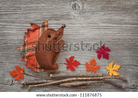 Autumn decoration on wooden background