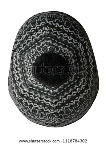   knitted hat isolated on white background.hat with pompon .