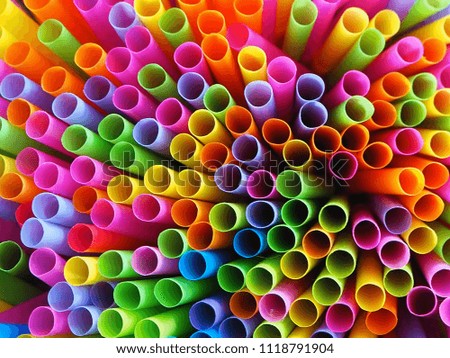 Straw straws plastic drinking and colorful background 