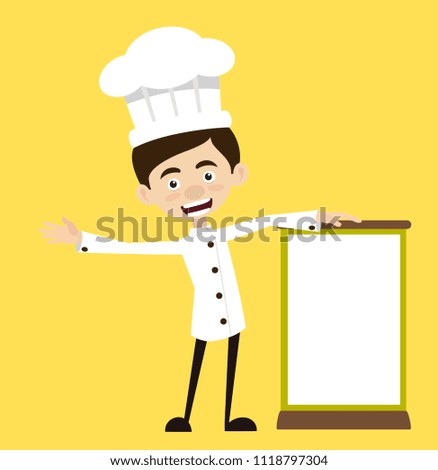 Chef Vector Illustration Design -  holding banner