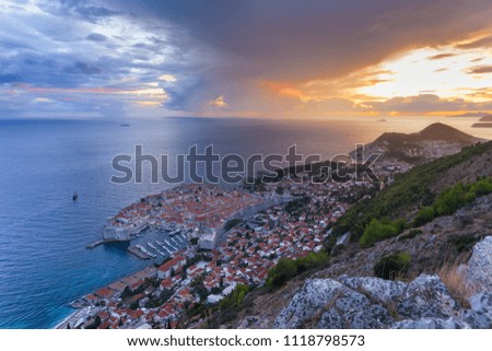 awesome panoramic view at famous european travel destination, Dubrovnik cityscape on Adriatic Coast, Croatia