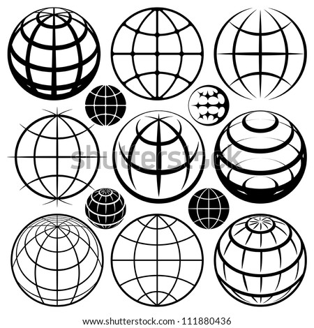 Globe signs. Vector globe sign set.