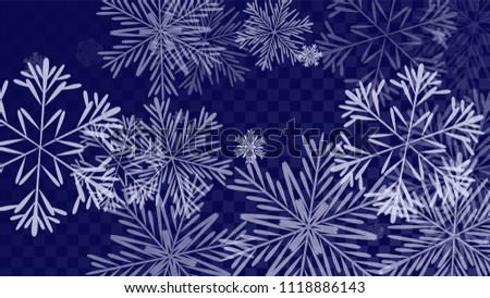 Beautiful Background with Falling Snowflakes. 
Element of Design with Snow for a Postcard, Invitation Card, Banner, Flyer. Vector Falling Snowflakes. Vector Snowflakes Background