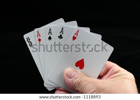 Poker hand with four aces.