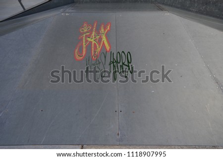 Drawing of Jax was here tagged in urban graffiti on a flat ramp