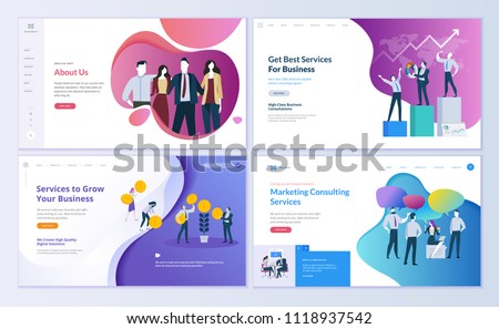 Set of web page design templates for business, finance and marketing. Modern vector illustration concepts for website and mobile website development. Easy to edit and customize. Royalty-Free Stock Photo #1118937542