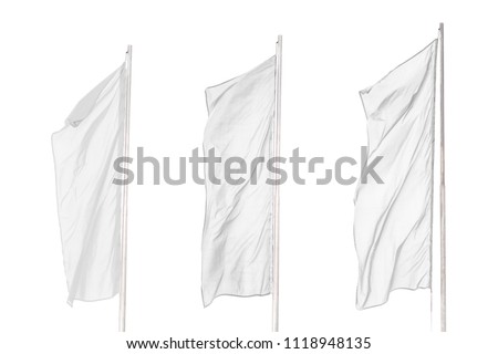 Isolated on white background. Three white flags