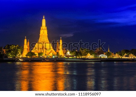 Wat Arun temple at night in Bangkok, Thailand 