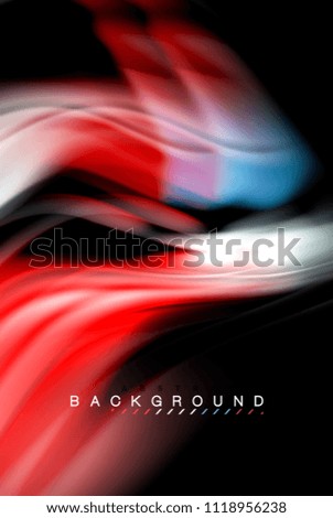 Fluid liquid glowing colors design, colorful marble or plastic wavy texture background, glowing multicolored elements on black, for business or technology presentation or web brochure cover design