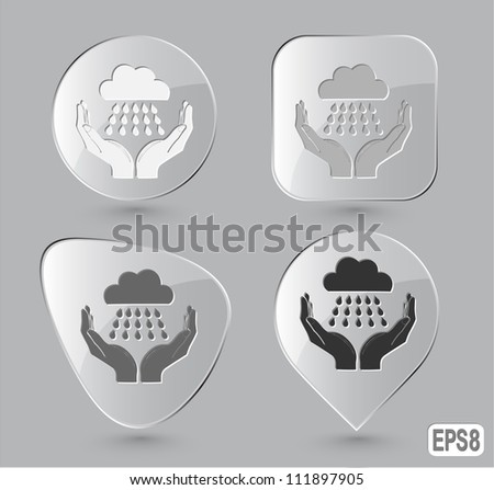 weather in hands. Glass buttons. Vector illustration.
