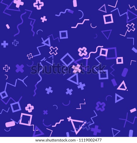 Memphis background.  Retro background with different  color figures for poster or card. Abstract memphis background with geometric colorful figures for your design. Vector texture.