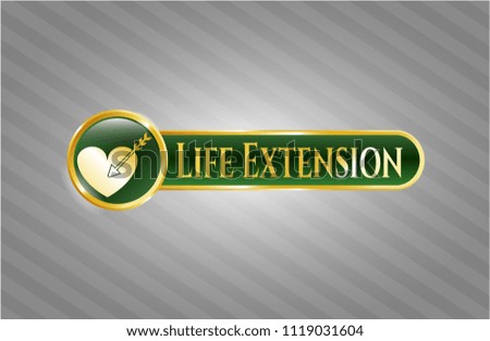  Gold shiny badge with love icon and Life Extension text inside
