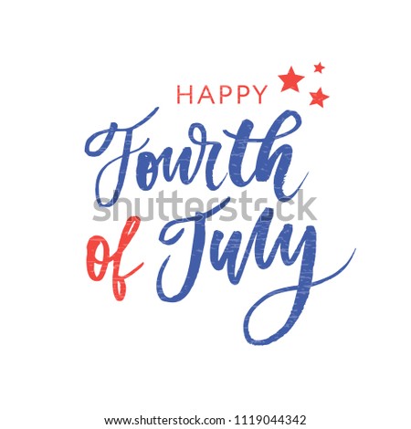 4th of July. Happy Independence day vector holiday lettering calligraphy Royalty-Free Stock Photo #1119044342