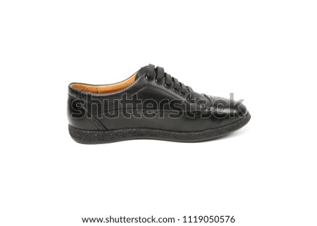 Mens classic shoes with heel on white background