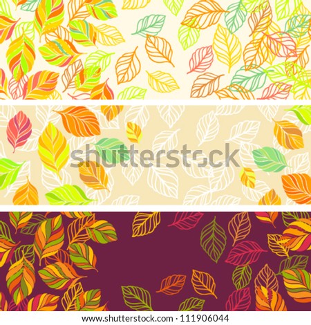 Set of autumn banners with colored leaves