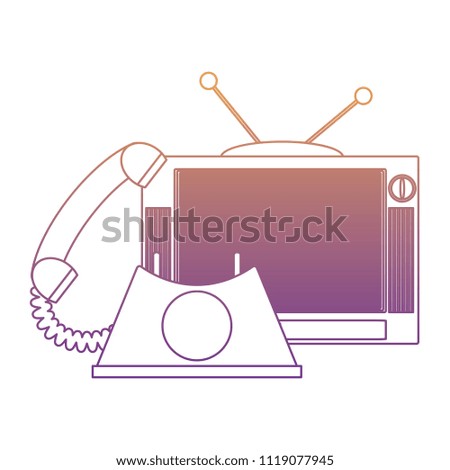 retro television and phone icon