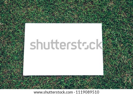 White board on green grass.