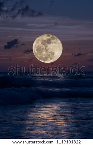 super moon  at the beach ,nature concept 