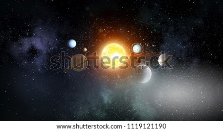 System of planets . Mixed media Royalty-Free Stock Photo #1119121190