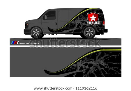 Cargo van Livery graphic vector. abstract racing shape with grunge background design for vehicle vinyl wrap 