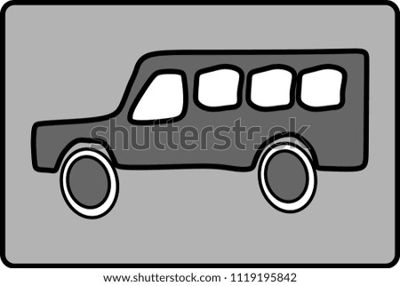 school bus icon. grey car symbol