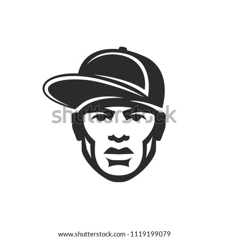  Face rapper man in a cap. Hip Hop icon