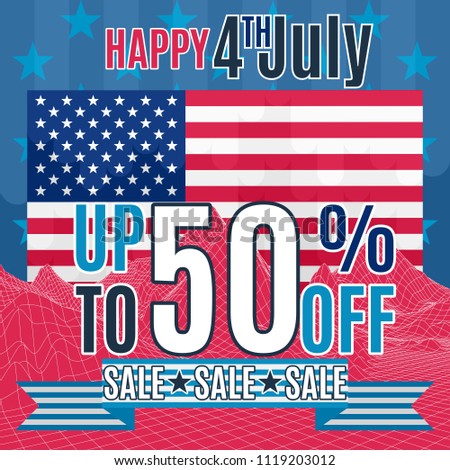 brochure on the sale on Independence Day america vector bright. stock image