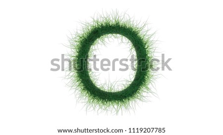 Green grass letter O. Isolated on white background, 
