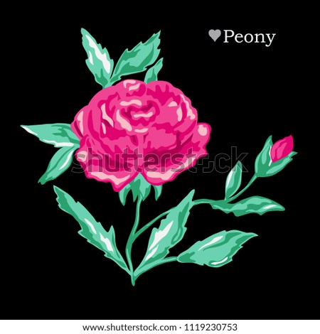 Decorative peony flowers, design elements. Can be used for cards, invitations, banners, posters, print design. Floral background in watercolor style