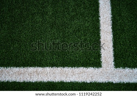 Artificial Green Grass Football Field & White Stripe - Close up