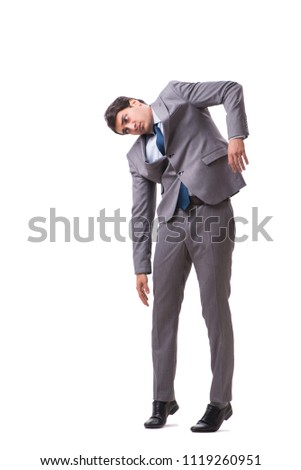 Young puppet businessman isolated on white background