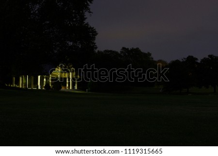 The Park At Night, Long Exposure Night Time Photography Of An Non-descript Park Somewhere In The World.