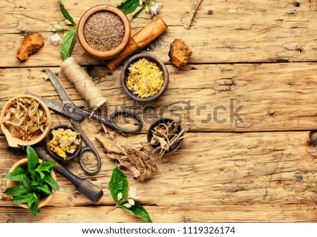 Natural herbal medicine,medicinal herbs and herbal medicinal root.Natural herbs medicine