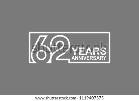 62 years anniversary line style white color in square isolated on gray color for celebration Royalty-Free Stock Photo #1119407375