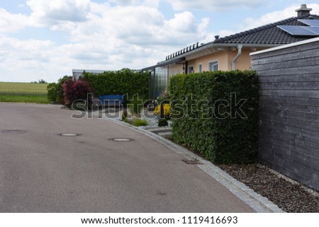 modern entrance area and garage in south germany countryside near city stuttgart