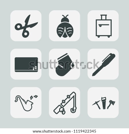 Premium set of outline, fill icons. Such as sport, trip, education, rod, journey, musical, fly, tourism, bugle, socks, nature, reel, fashion, butterfly, suitcase, bug, school, dragon, blank, insect