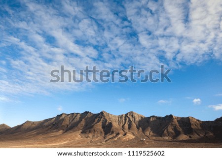 Fantastic view of mountains range and sky. Canary Islands, Spain. Travel destination. Nature background