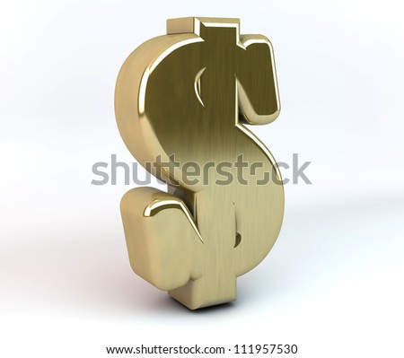 3d dollar symbol in gold and white background