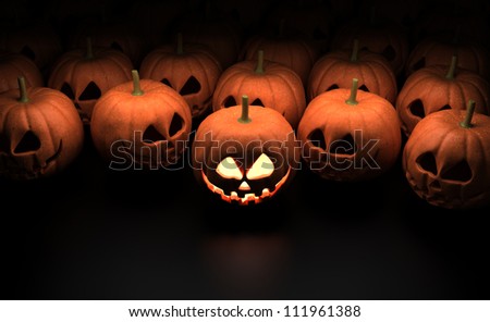 Halloween Pumpkins - Isolated on Dark Background