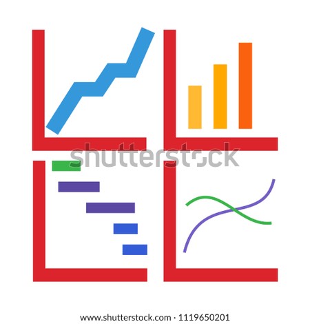 A selection of graphs showing an increase. Infographics. Vector image.
