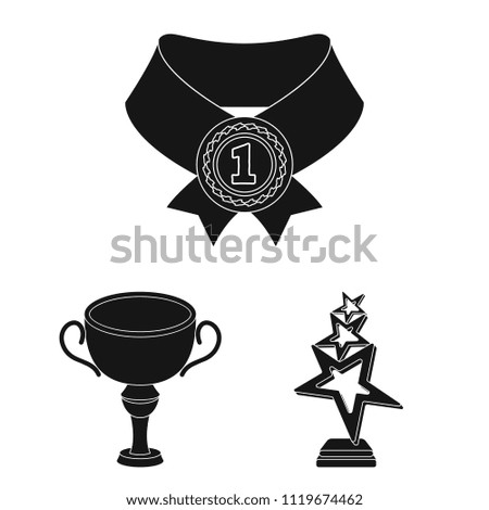 Awards and trophies black icons in set collection for design.Reward and achievement vector symbol stock web illustration.